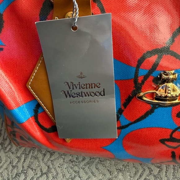 Vivienne Westwood Red and Blue Artistic Satchel - Picture 8 of 9
